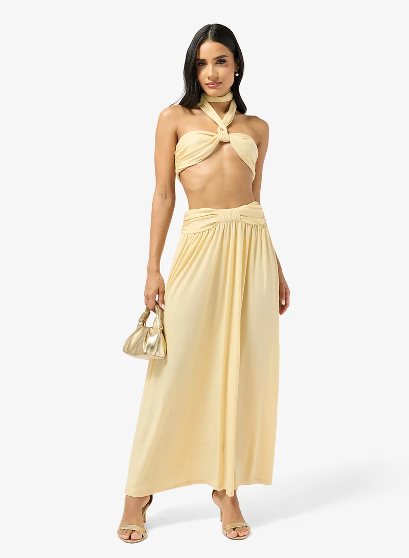 جينجر Off Shoulder Draped Top & Skirt Coord Set